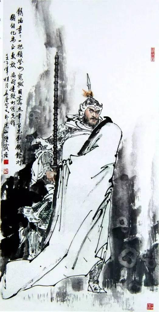 孙敬会笔下的孙立，钢鞭造型是最大亮点