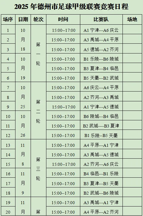 2025德州市足球甲级联赛10月18日开赛！12支代表队参赛