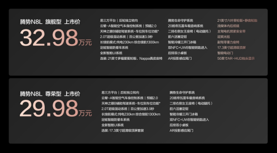 29.98万元-32.98万元！大六座安全豪华SUV腾势N8L正式上市