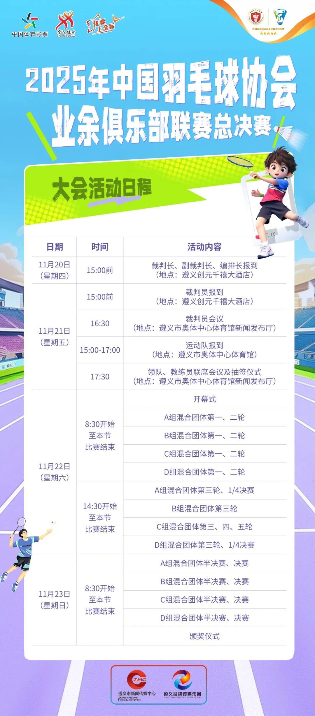 2025年中国羽毛球协会业余俱乐部联赛总决赛即将在遵义开赛